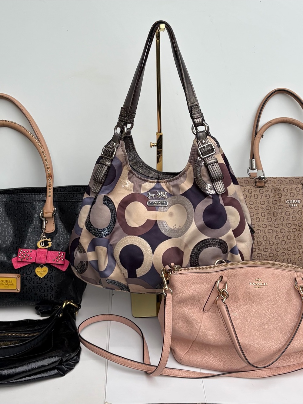 Coach Guess Handbag Purse Lot 5pc Vintage Y2K Madison Maggie Kelsey Tote Satchel